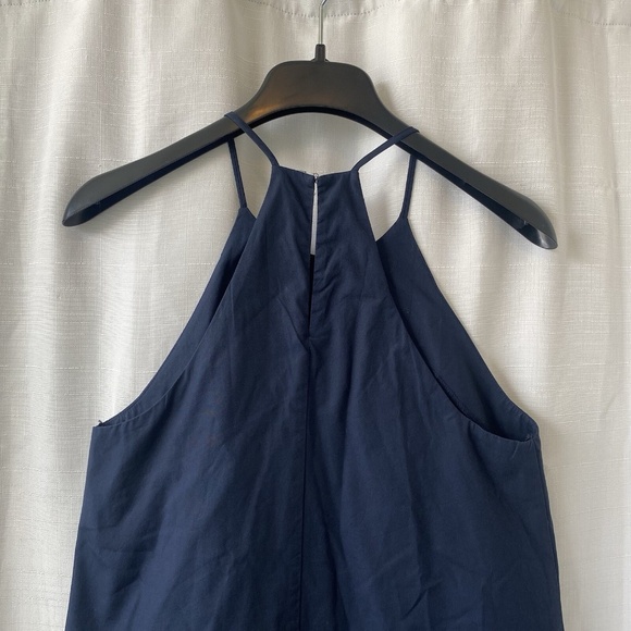 Amanda Uprichard “Violet” Navy Blue Halter Dress Cotton $168 Size Medium - Picture 8 of 11